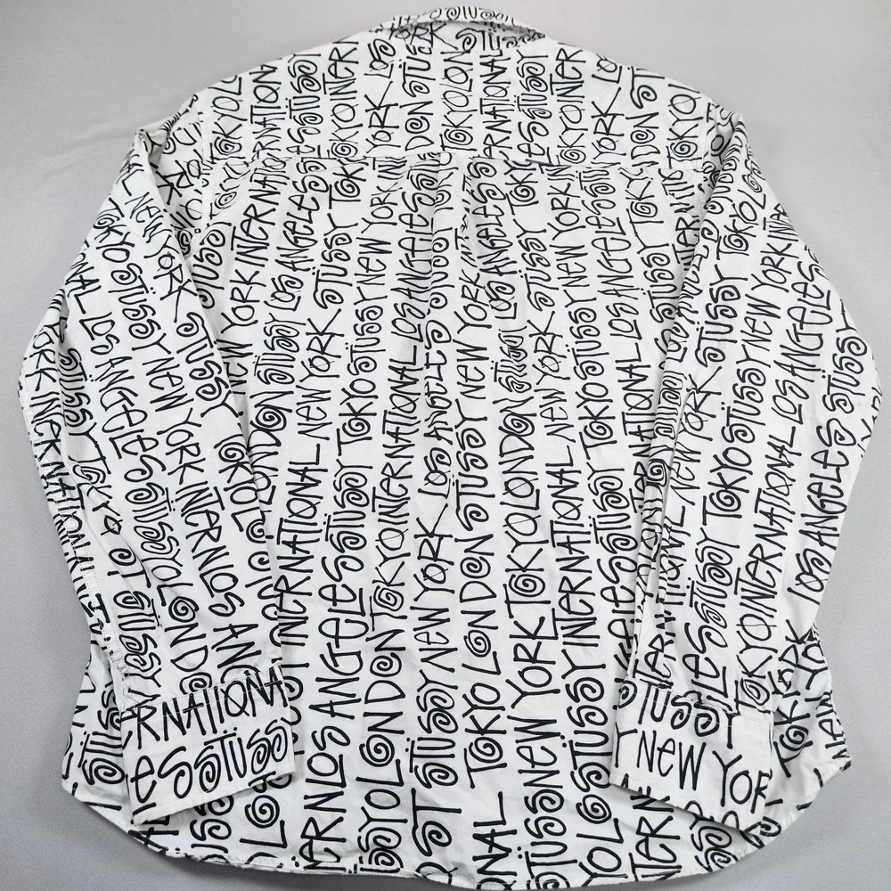Vintage Stussy All Over Print Button Up Shirt Men L - Picture 8 of 8
